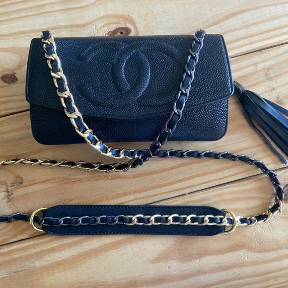 ⚜️Chanel Timeless WOC Two-Tone Gunmetal & Gold Wallet on Chain Caviar Crossbody - Picture 15 of 15
